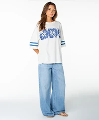 Roxy Women's Game Day Tee Oversized Graphic Floral T-Shirt
