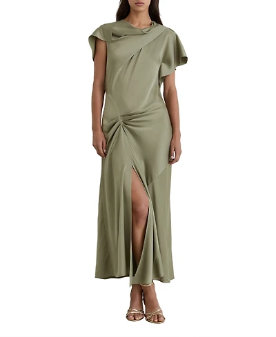 Reiss Women's Sasha Cowl Neck Gathered-Draping Satin Midi Dress