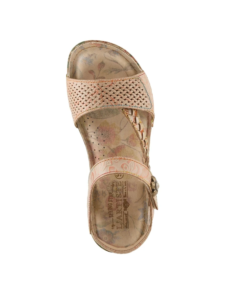 L'Artiste Women's Popular Quarter Strap Sandal with Leather Upper