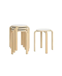 Sugift Set of 4 Stackable Bentwood Dining Chairs with Round Seat