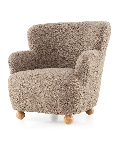 Sugift Kids Sherpa Upholstered Armchair with Spring-Loaded Cushion and Rubber Wood Legs