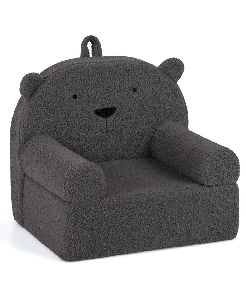Sugift Kids Bear-Shaped Foam Couch with Soft Teddy Fleece Cover and Carry Handle