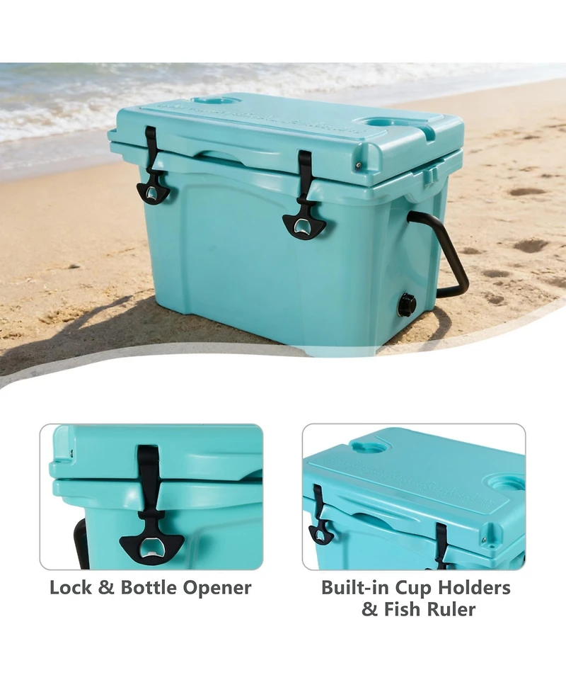 ECHTPeak Portable Hard Cooler with Bottle Opener, Cup Holder, 5-7 Day Ice Retention, for Camping, Beach, Fishing