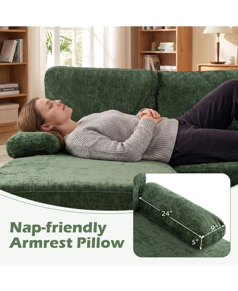 Sugift U-Shaped Sectional Sofa Couch with Double Chaise and 4 Lumbar Pillows for Living Room