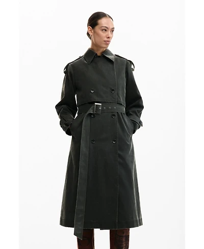 Desigual Women's Trench Coat Leather Effect