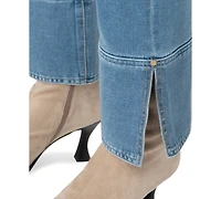 Liverpool Los Angeles Petite Kennedy Straight-Leg Cuffed Mid-Rise Jeans