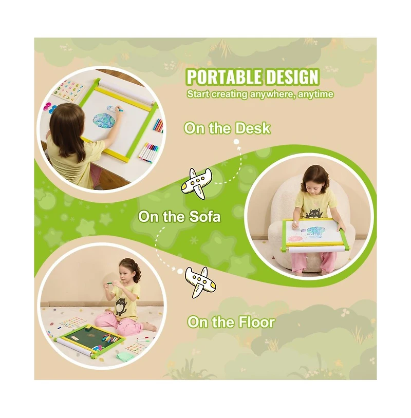 Slickblue 3-in-1 Kids Wooden Art Easel with Magnetic Whiteboard