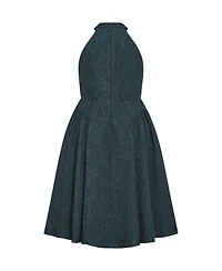 City Chic Plus Halter Jacquard A-Line Midi Dress