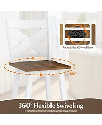 Sugift 24-Inch Rubberwood Swivel Bar Stools Set of 4 with Large Curved Seat