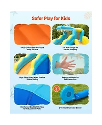 Hikeen 11.6 x 13.1 ft Crocodile Inflatable Water Slide with Climbing Wall and Splash Pool
