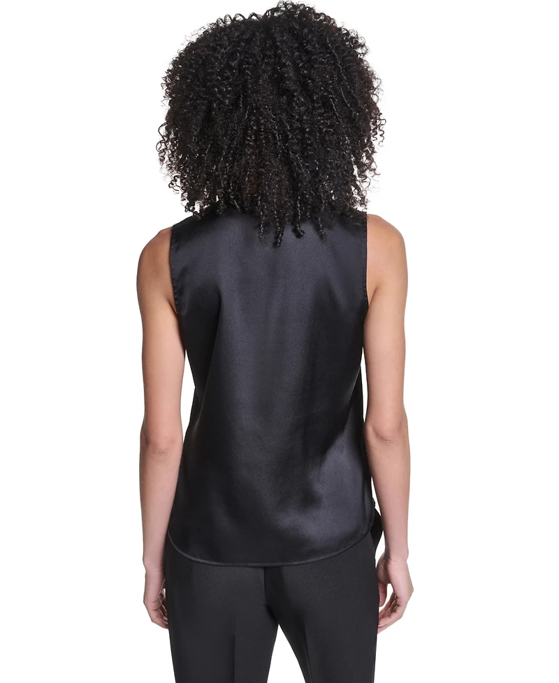 Karl Lagerfeld Paris Women's Sleeveless V-Neck Blouse Top