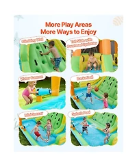 Hikeen Inflatable Bounce House, 13.3 x 11.4 x 8.4 ft Water Slide, Bouncer Castle with Climbing Wall, Double Tall Slides, Splash Pool