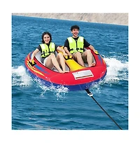 Hikeen 1 or 2 Person Inflatable Towable Tube for Boating with Drainage