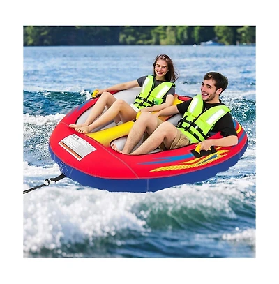 Hikeen 1 or 2 Person Inflatable Towable Tube for Boating with Drainage
