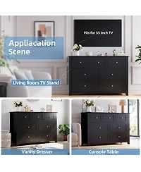 54" Wide 7-Drawer Lacquered Storage Chest, Modern Dresser Organizer with Multiple Drawers, Cabinet for Bedroom and Entryway