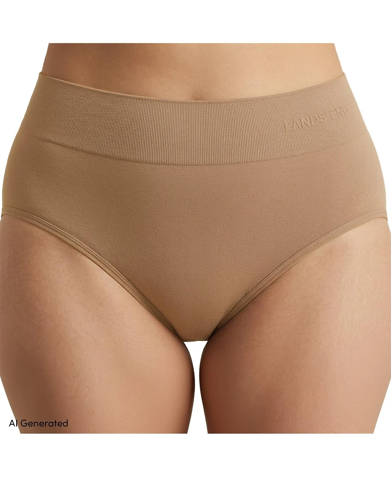 Lands' End Women's Hipster Cotton Comfort Seamless Basics 3 Pack Panties