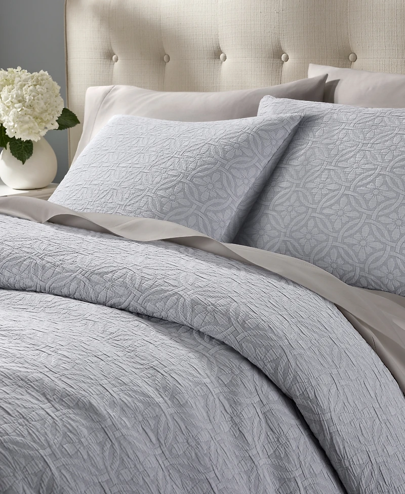 Charter Club Lattice Medallion Gray -Pc. Duvet Cover Set