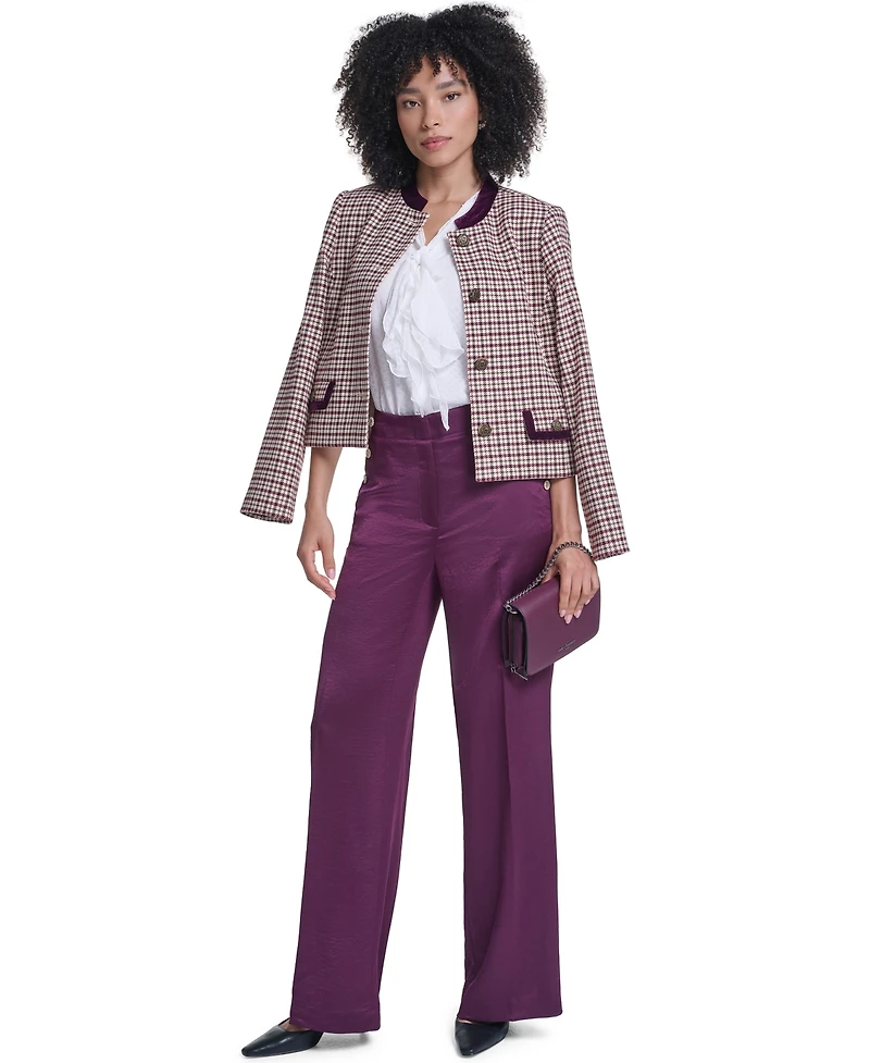 Karl Lagerfeld Paris Petite Plaid Cropped Jacket