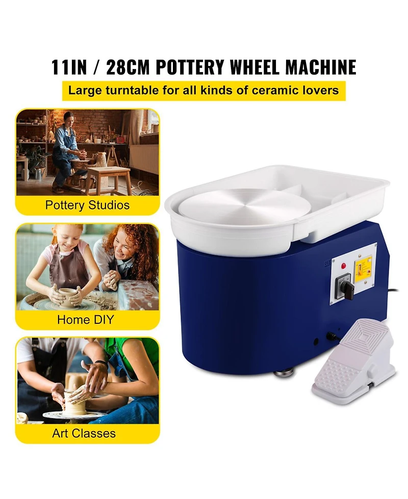 Yobtop Electric 28cm Pottery Wheel with Foot Pedal Speed Control for Beginners