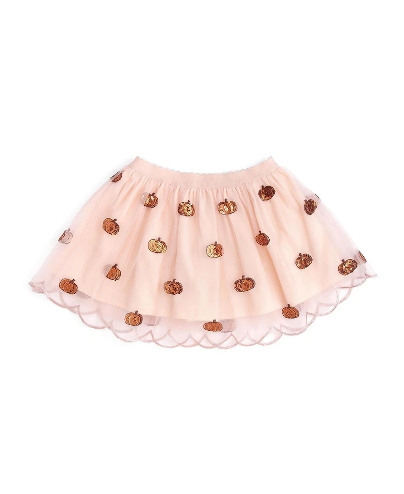 Sweet Wink Big Girls Pumpkin Sequin Scallop Tutu Skirt