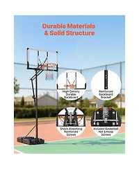 Sugift Portable Basketball Hoop 5.25 to 10 feet Height Adjustment with 48 in Pc Backboard and Wheels