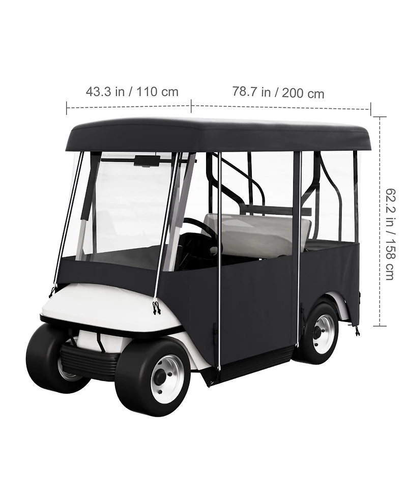 Sugift Polyester Golf Cart Driving Enclosure Cover for 4-Seat Carts