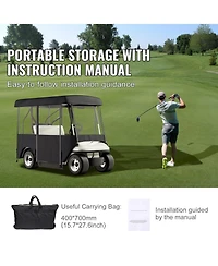 Sugift Polyester Golf Cart Driving Enclosure Cover for 4-Seat Carts