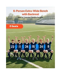 Sugift Portable 6-Seat Folding Soccer Bench with Side Pockets Carrying Bag and Back Rest