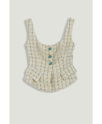 Nocturne Women's Plaid Square Neck Peplum Bustier