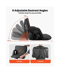 Sugift 6 Adjustable Angle Wide Stadium Seat 2.9in Cushion Padded Chair with Armrest Back Support