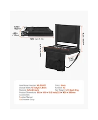 Sugift Folding Bleacher Chair Stadium Seat with Back Support Thick Cushion Shoulder Strap Cup Holder Pocket