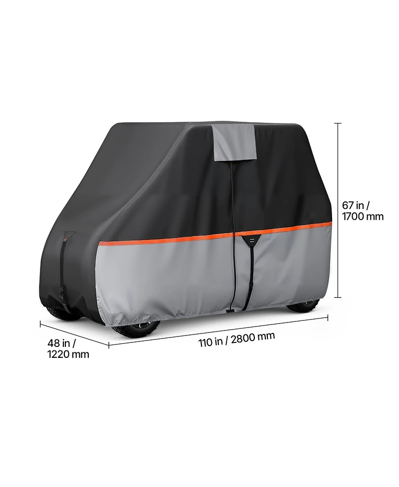 Sugift 420D Waterproof Golf Cart Cover for 2 Plus 2/4 Passenger Carts