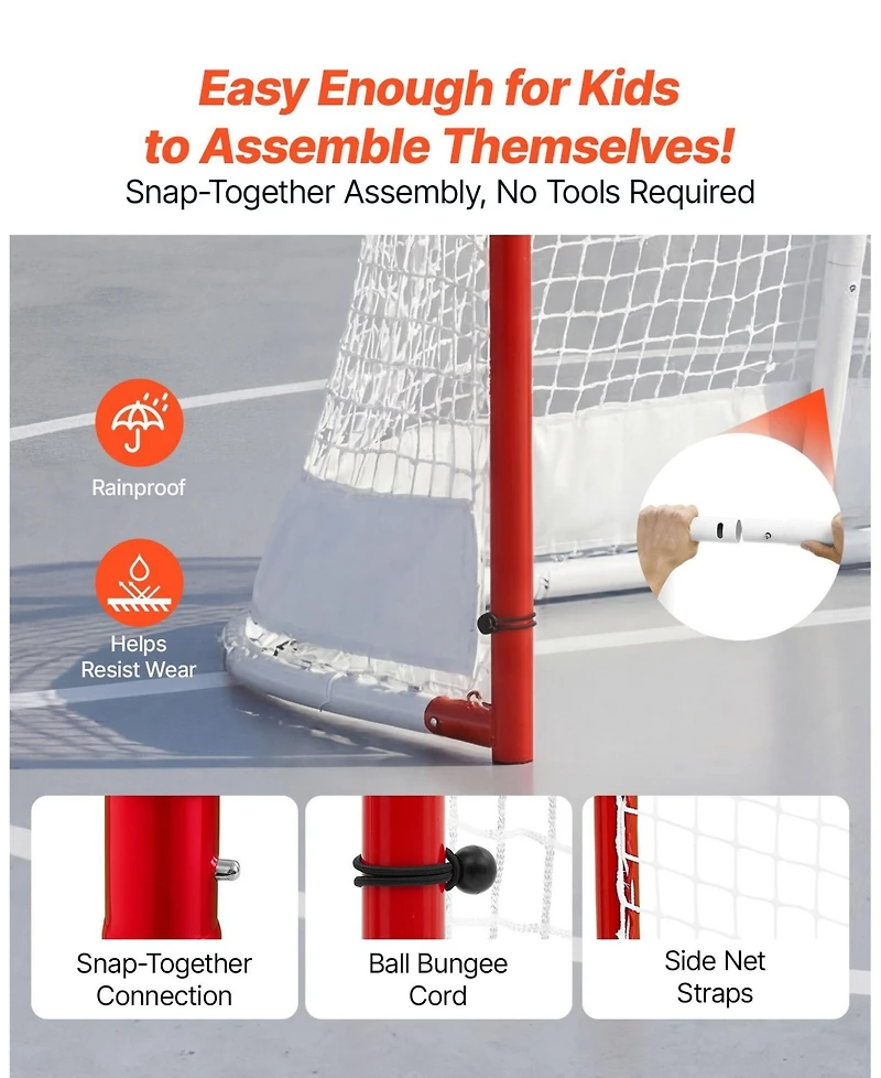 Sugift Heavy-Duty Steel Street and Roller Hockey Goal Net for Indoor Outdoor Training