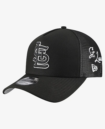 New Era Men's St. Louis Cardinals Side Script 9FORTY A-Frame Trucker Adjustable Hat