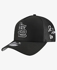 New Era Men's St. Louis Cardinals Side Script 9FORTY A-Frame Trucker Adjustable Hat