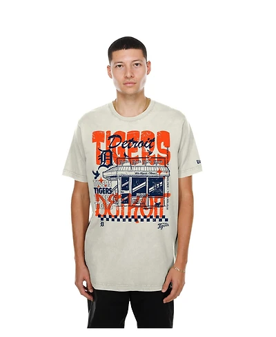 New Era Men's Cream Detroit Tigers Injection Lifestyle Foodie Fashion T-Shirt