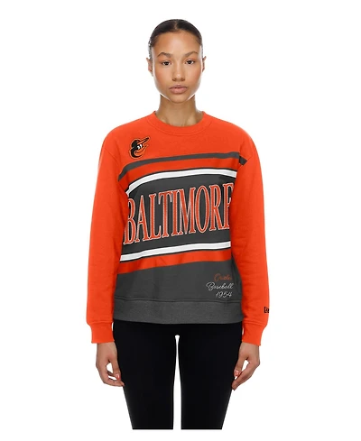 New Era Women's Baltimore Orioles Gameday Color Block Fleece Graphic Sweatshirt
