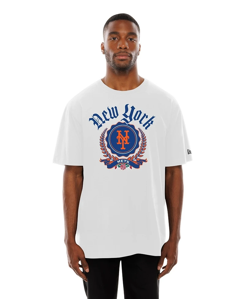 New Era Men's White York Mets Fleur Domestic T-Shirt