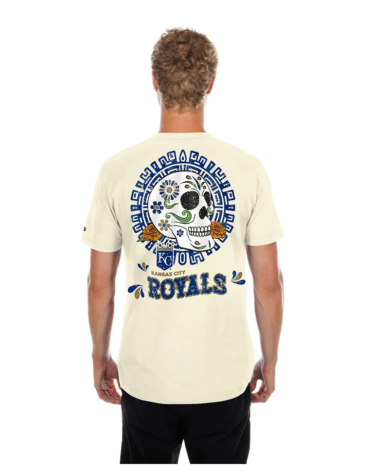 New Era Men's Natural Kansas City Royals Dia de los Muertos Sugar Skull T-Shirt