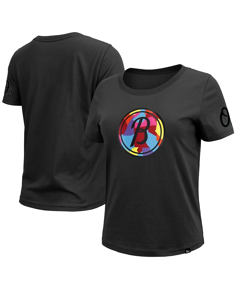 New Era Women's Baltimore Orioles 2023 City Connect Cap Logo Screen Print Graphics T-Shirt