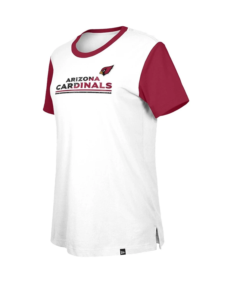 New Era Women's Arizona Cardinals Third Down Color Block Crewneck T-Shirt