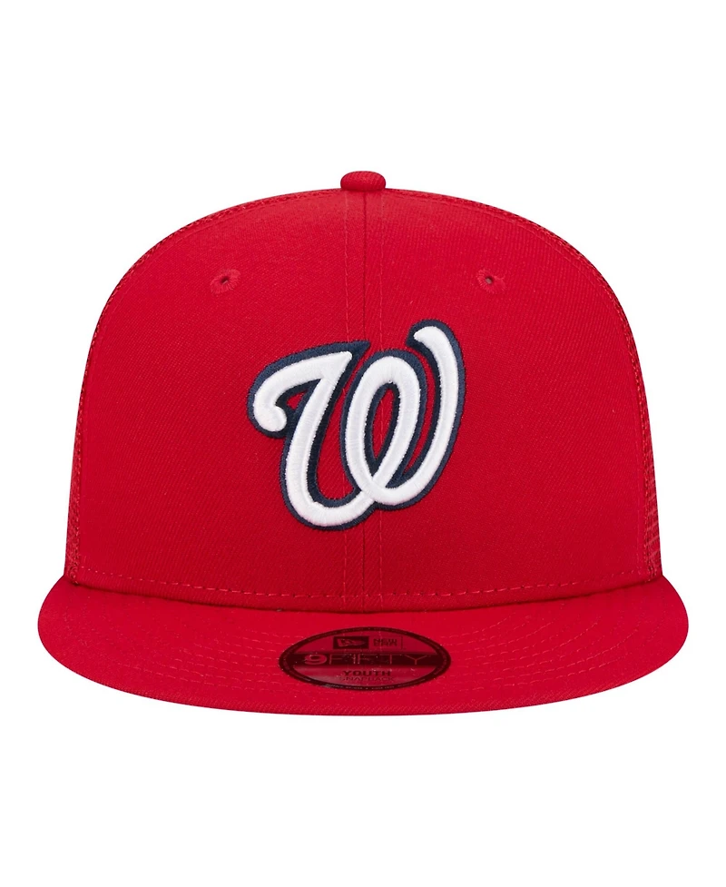 New Era Big Boys and Girls Red Washington Nationals 9FIFTY Trucker Snapback Hat