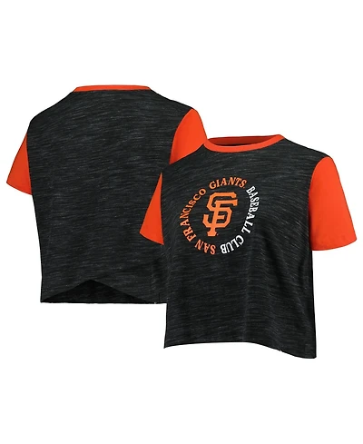 New Era Women's Plus San Francisco Giants Cropped Crewneck Crossover-Back T-Shirt