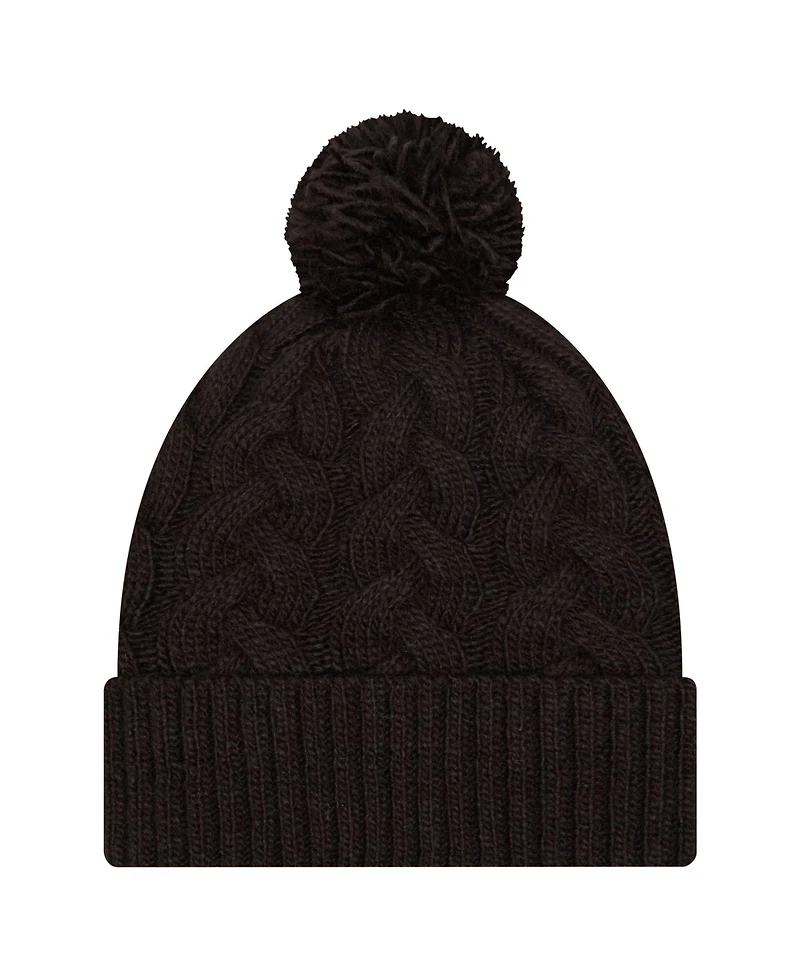 New Era Big Girls Black Cincinnati Bengals Cabled Cuffed Pom with Knit Hat