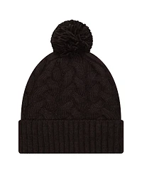 New Era Big Girls Black Cincinnati Bengals Cabled Cuffed Pom with Knit Hat