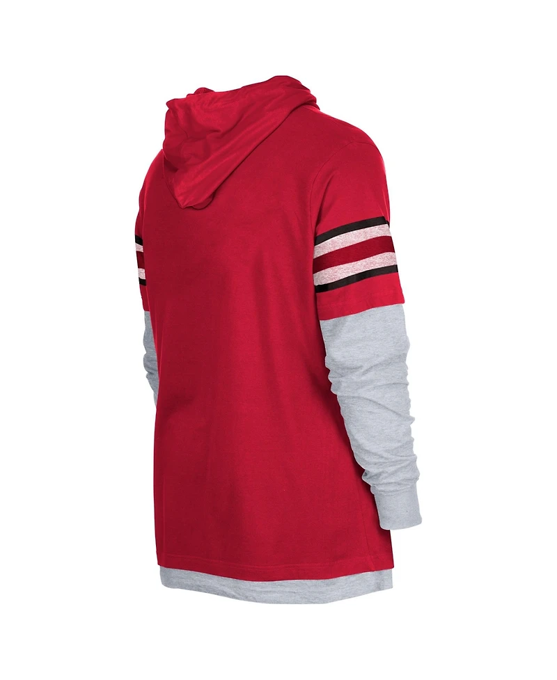 New Era Men's Cardinal Arizona Cardinals Twofer Long Sleeve Hooded T-Shirt