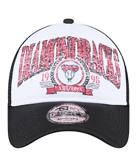 New Era Men's Black Arizona Diamondbacks Distressed 9FORTY A-Frame Adjustable Trucker Hat