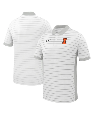 Nike Men's White Illinois Fighting Illini Victory Stripe Dri-fit Polo Shirt