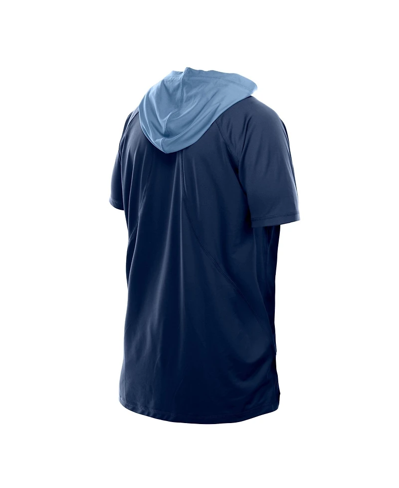 New Era Men's Navy Tennessee Titans Combine Authentic Hooded Raglan Short-Sleeve T-Shirt