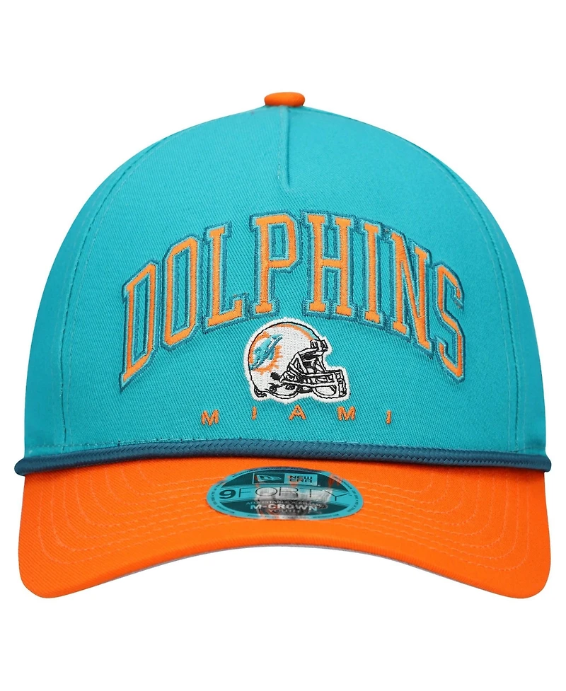 New Era Big Boys and Girls Aqua/Orange Miami Dolphins Arch Coolera 9FORTY A-Frame Adjustable Hat